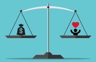 balance scales between cost and CX